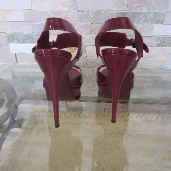 Yves Saint Laurent Rive Gauche Patent Leather Slingback Shoes in Plum 8 1/2M - Picture 7 of 9